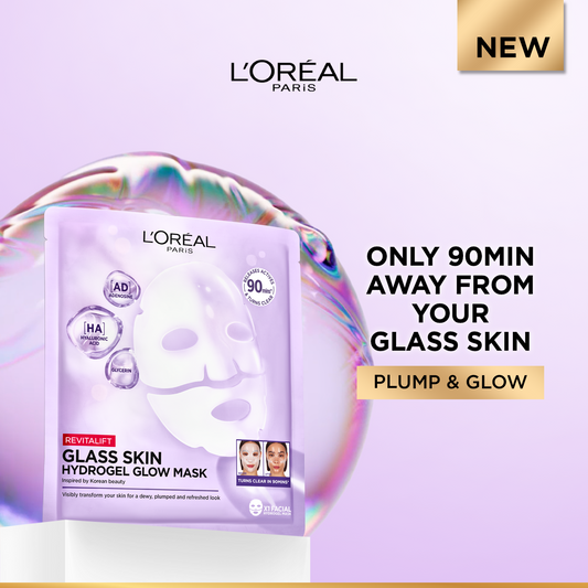 L’Oréal Paris Revitalift Glass Skin Hydrogel Glow Mask, Transform Your Skin For A Dewy, Plumped, Glass Skin In Only 90 Minutes, 1pc.