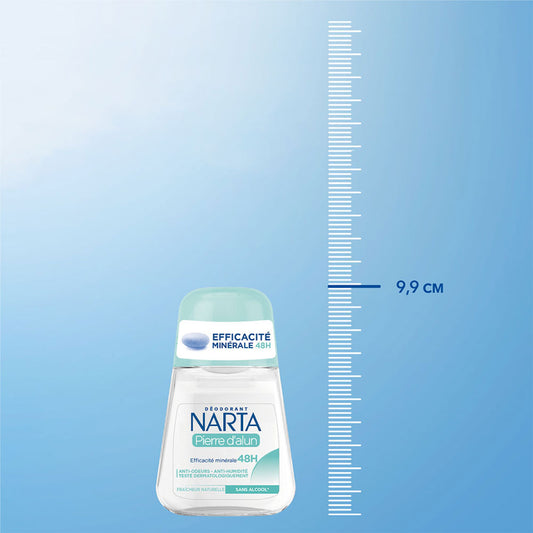 Narta - Alum Stone - Roll-On Deodorant - 48H Natural Mineral Protection - For Women - 50ml