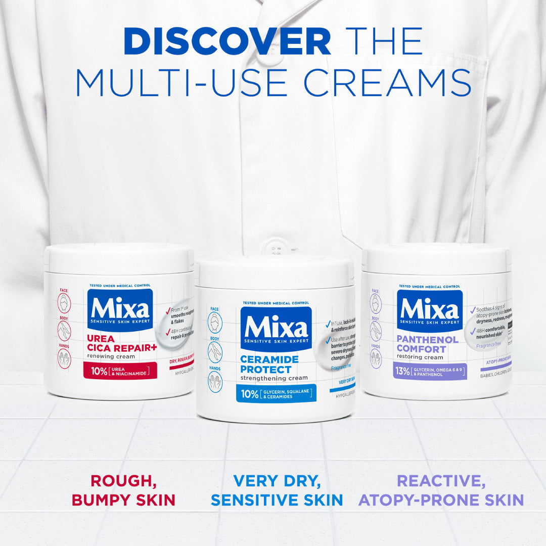 Mixa Ceramide Protect Moisturizing Cream Jar - For Dry, Very Dry and Sensitive Skin - With 10% Glycerin, Squalane and Ceramides - For Face, Hands & Body - 400 ml