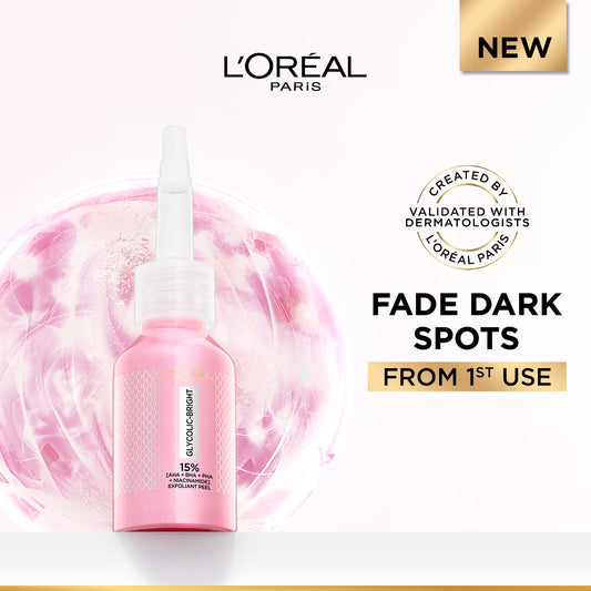 L’Oréal Paris Glycolic-Bright Anti-Dark Spot Exfoliant Peel 15% AHA + BHA + PHA + Niacinamide 25ml.