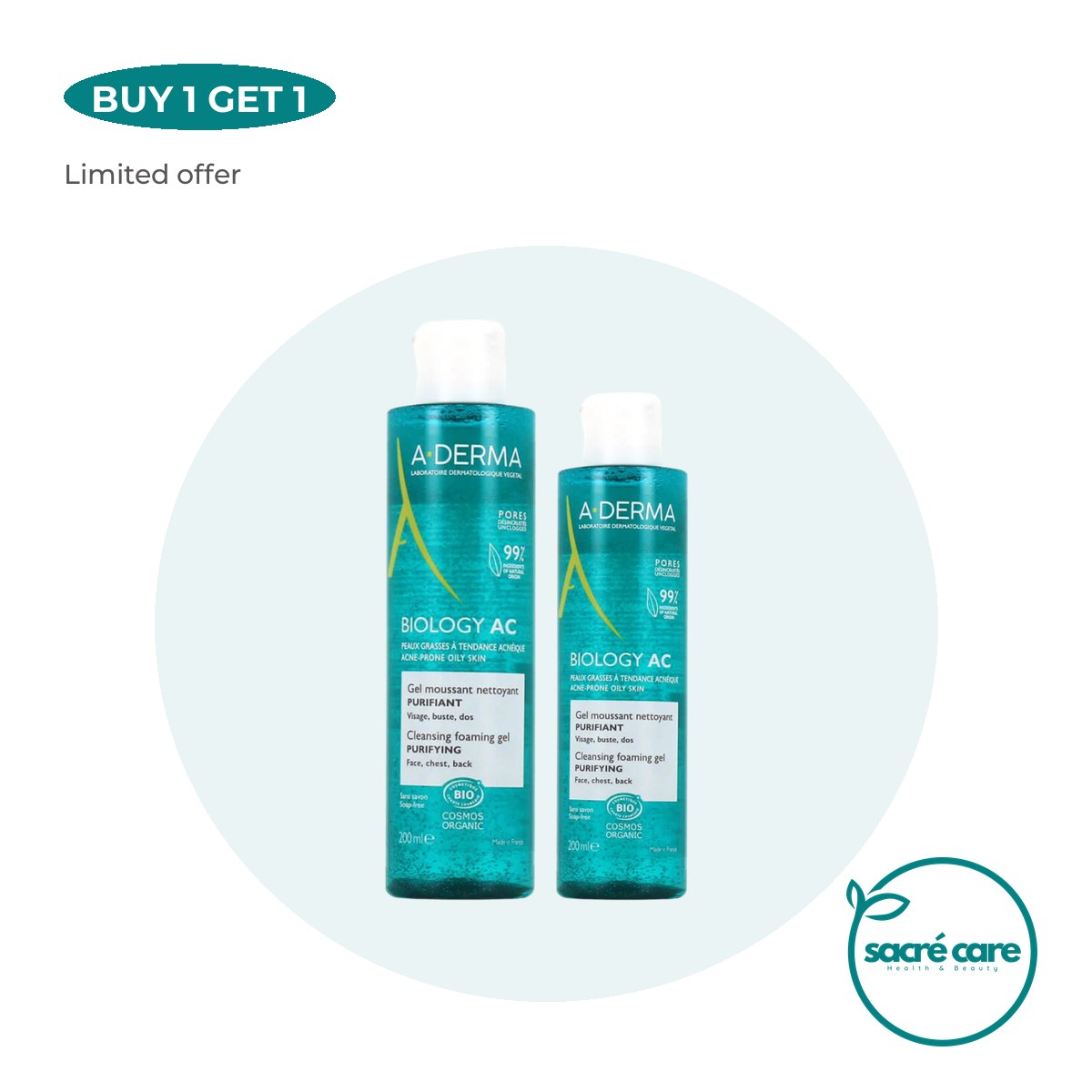 Buy 1 Get 1: A-Derma Biology AC foaming gel 200ml – 1