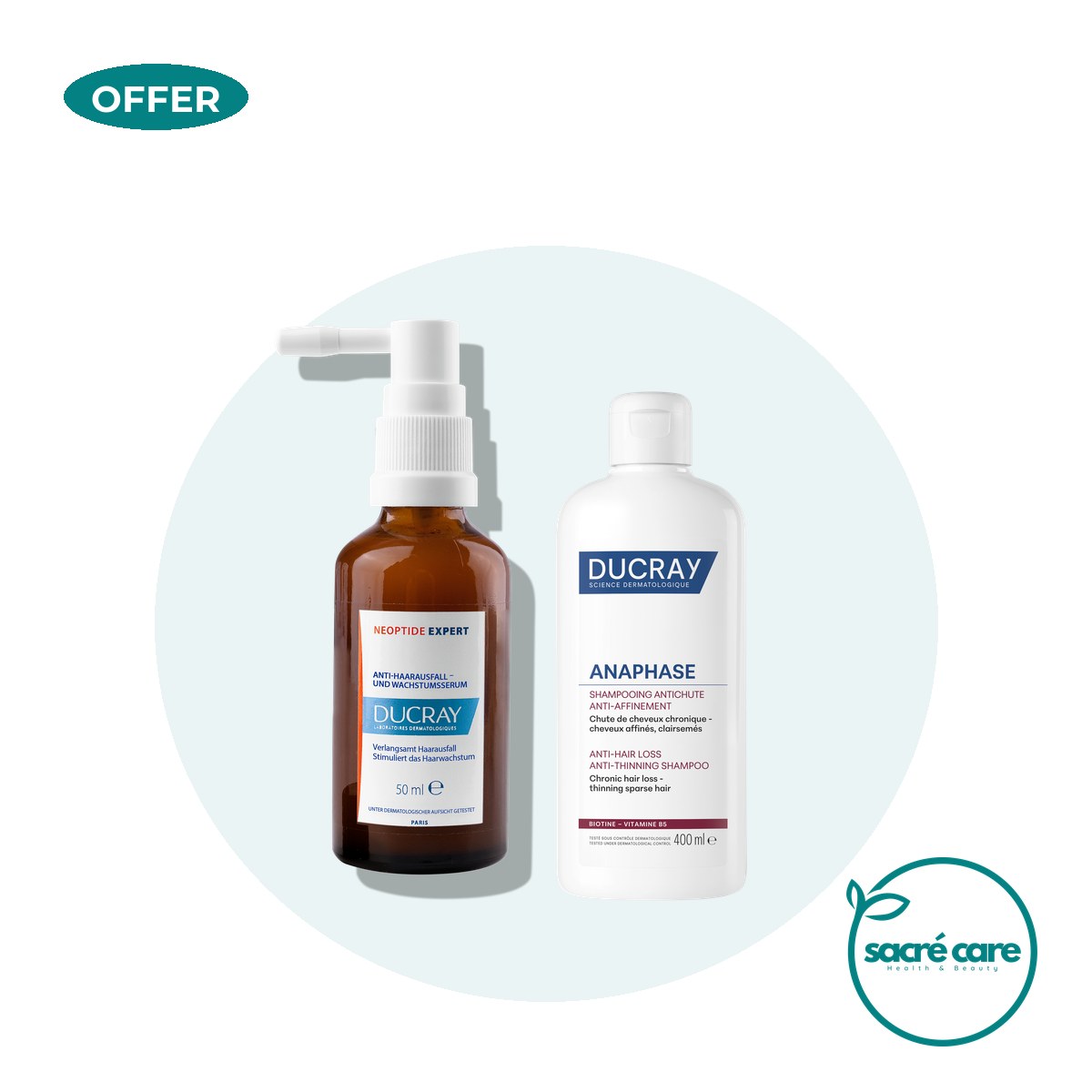 Ducray Neoptide Expert Anti-hair loss & growth serum & get a FREE 100ml Anaphase anti-thinning shampoo – 1