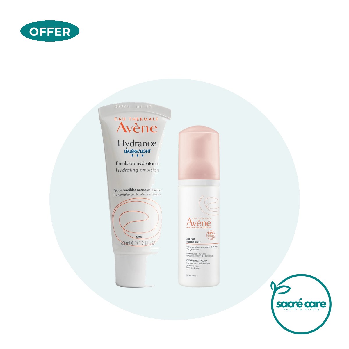 One Avène Hydrating Emulsion Hydrance Light and get a FREE 150ml Avène Cleansing Foam – 1