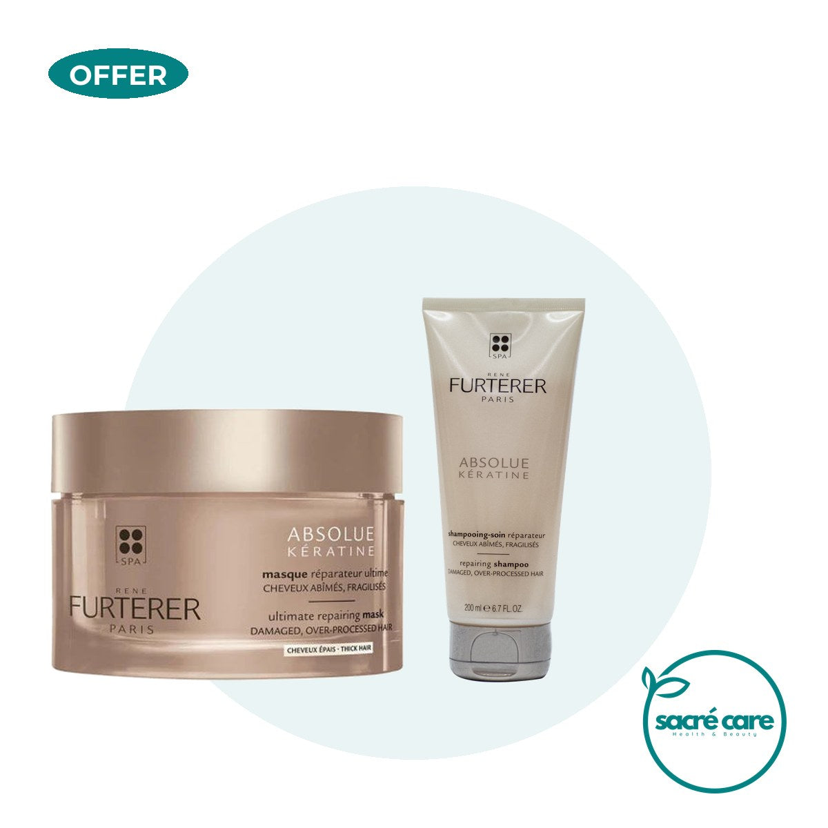 Rene Furterer Absolue Kératine Repairing Mask & get a FREE 200ml Absolue Kératine Renewal shampoo – 1