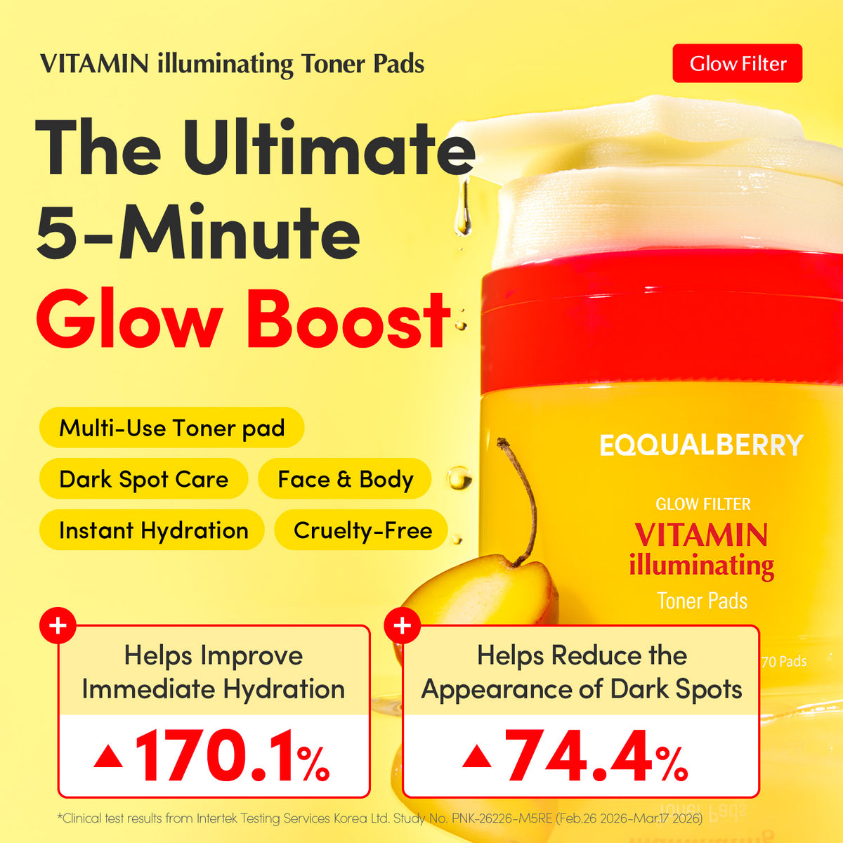 EQQUALBERRY VITAMIN ILLUMINATING TONER PADS 180 ML / 70 PADS