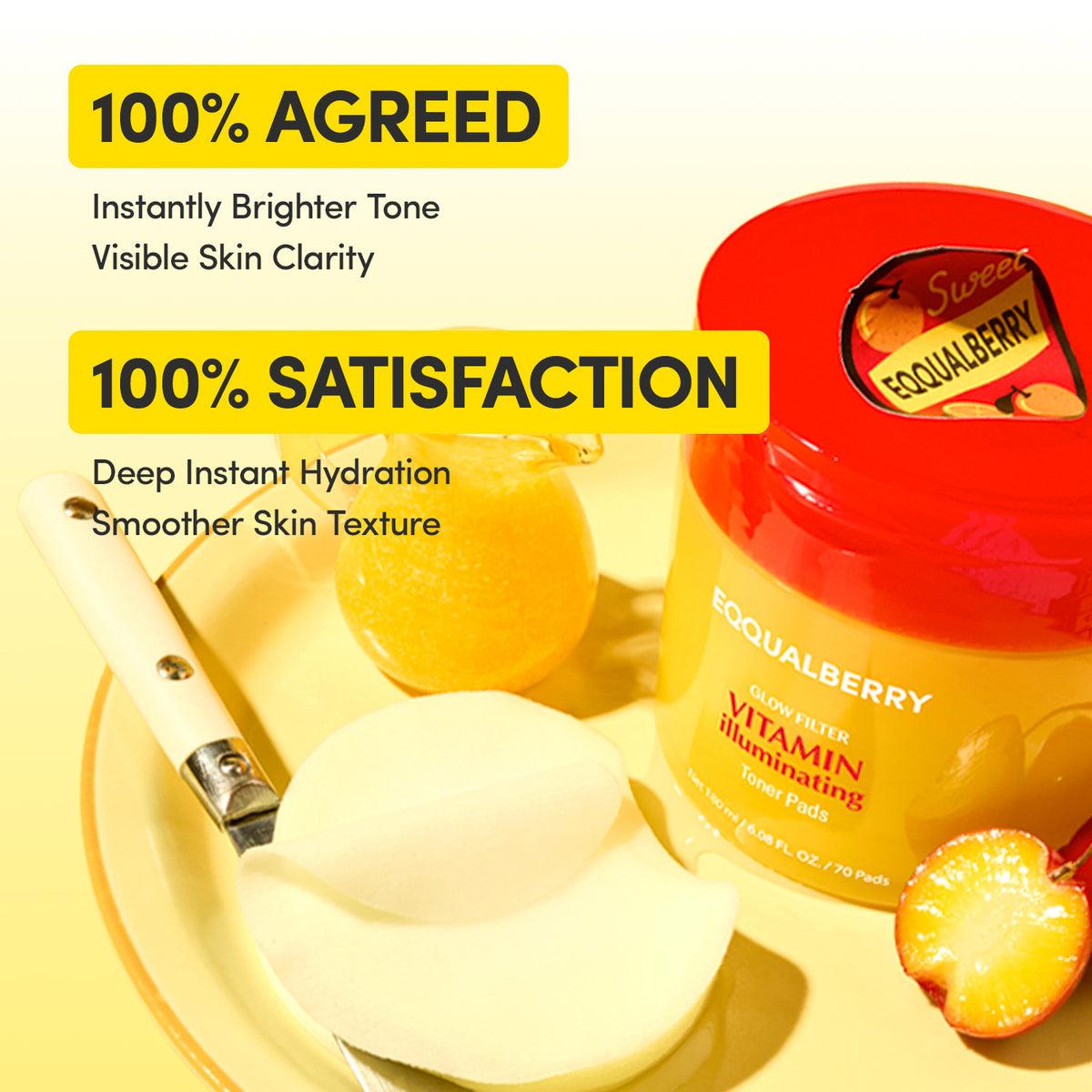 EQQUALBERRY VITAMIN ILLUMINATING TONER PADS 180 ML / 70 PADS