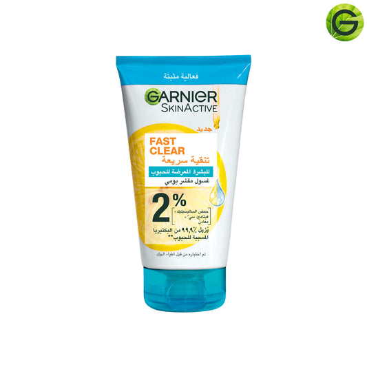 Garnier Fast Clear [2%] Salicylic Acid & Vitamin C - 3-in-1 Anti-Acne Exfoliating Wash (150mL)