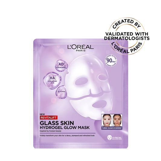 L’Oréal Paris Revitalift Glass Skin Hydrogel Glow Mask, Transform Your Skin For A Dewy, Plumped, Glass Skin In Only 90 Minutes, 1pc.