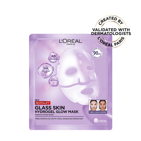 L’Oréal Paris Revitalift Glass Skin Hydrogel Glow Mask, Transform Your Skin For A Dewy, Plumped, Glass Skin In Only 90 Minutes, 1pc.