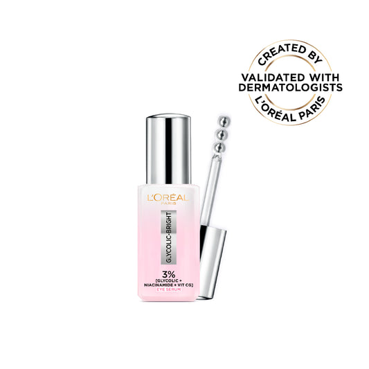 L'Oréal Paris, Glycolic Bright Eye Serum, with 3% (Glycolic Acid  + Vitamin CG + Niacinamide], for Dark Circles and Under Eyes Brightening, 20ml