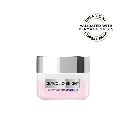 L’Oréal Paris, Glycolic-Bright Glowing Night Cream, for Dark Spots Reduction, Glow Boosting, and Skin Tone Evenness, 50ml