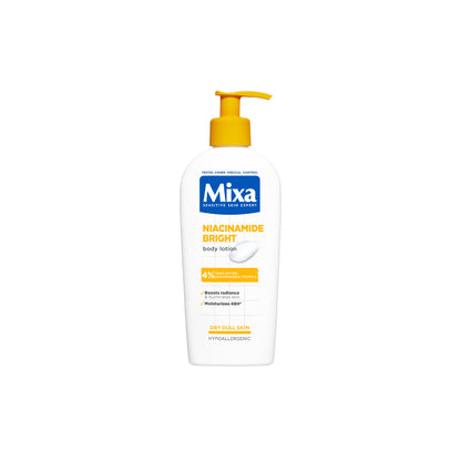 Mixa Niacinamide Bright Body Lotion - For Dry & Dull Skin in Need of Unifying - With 4% Shea Butter, Niacinamide & Vitamin C - 250 ml