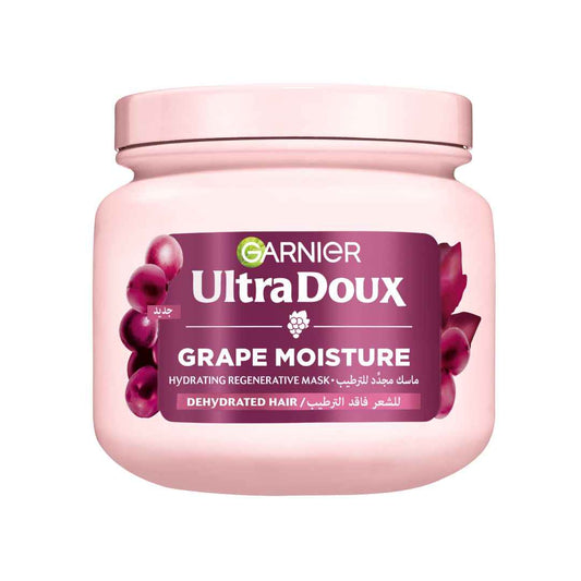 Garnier Ultra Doux Grape Moisture - Deep Regenerative Mask for Dehydrated Hair. Hydrating Grape Water + Antioxidant Grapeseed Oil -- Paraben-Free, Vegan, Cruelty-Free - 340ml