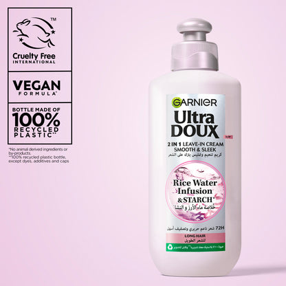 Garnier Ultra Doux Rice Water Infusion & Starch, Leave In Cream, for Long Hair