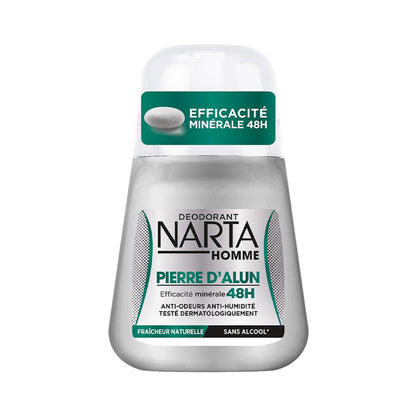 Narta - Alum Stone - Roll-On Deodorant - 48H Natural Mineral Protection - For Men - 50ml