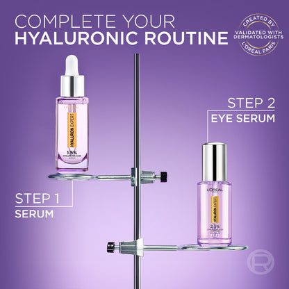 L’Oréal Paris, Hyaluron Expert Eye Serum, Targeted Eye Contour Treatment for Hydration and Plump, with Hyaluronic Acid and Caffeine, 20ml