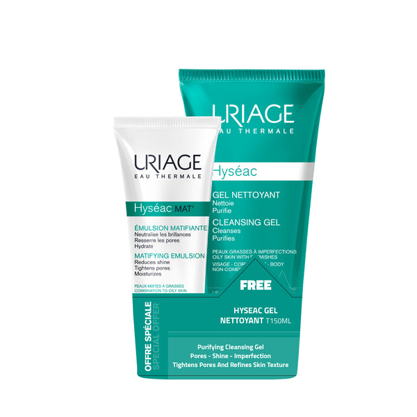 Uriage Hyseac Mat Cream-Gel - 50ml + Hyseac Cleansing Gel 150ml FREE