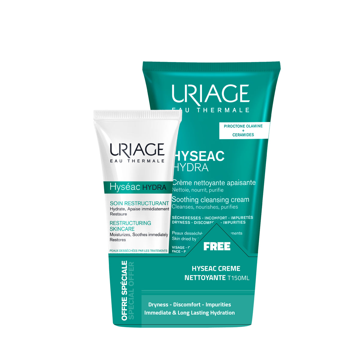 Uriage Hyséac Hydra Cream 50ml + Hydra Cleansing Cream 150ml FREE