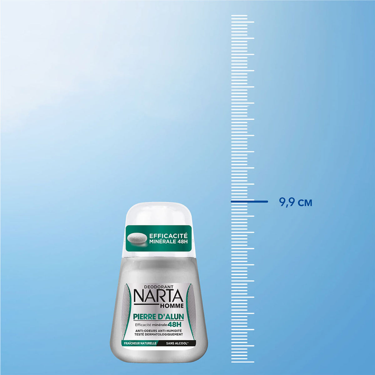 Narta - Alum Stone - Roll-On Deodorant - 48H Natural Mineral Protection - For Men - 50ml