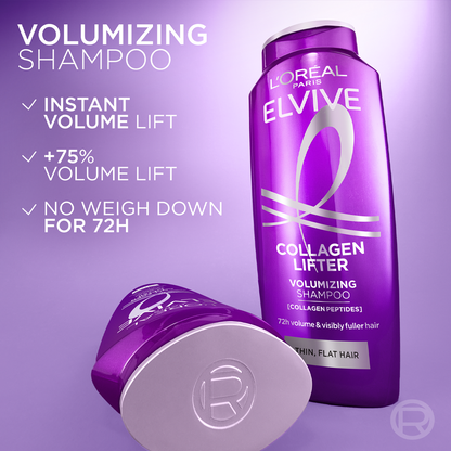 L'Oreal Paris Elvive Collagen Peptide Shampoo + Lifter 72h volume Clear formula