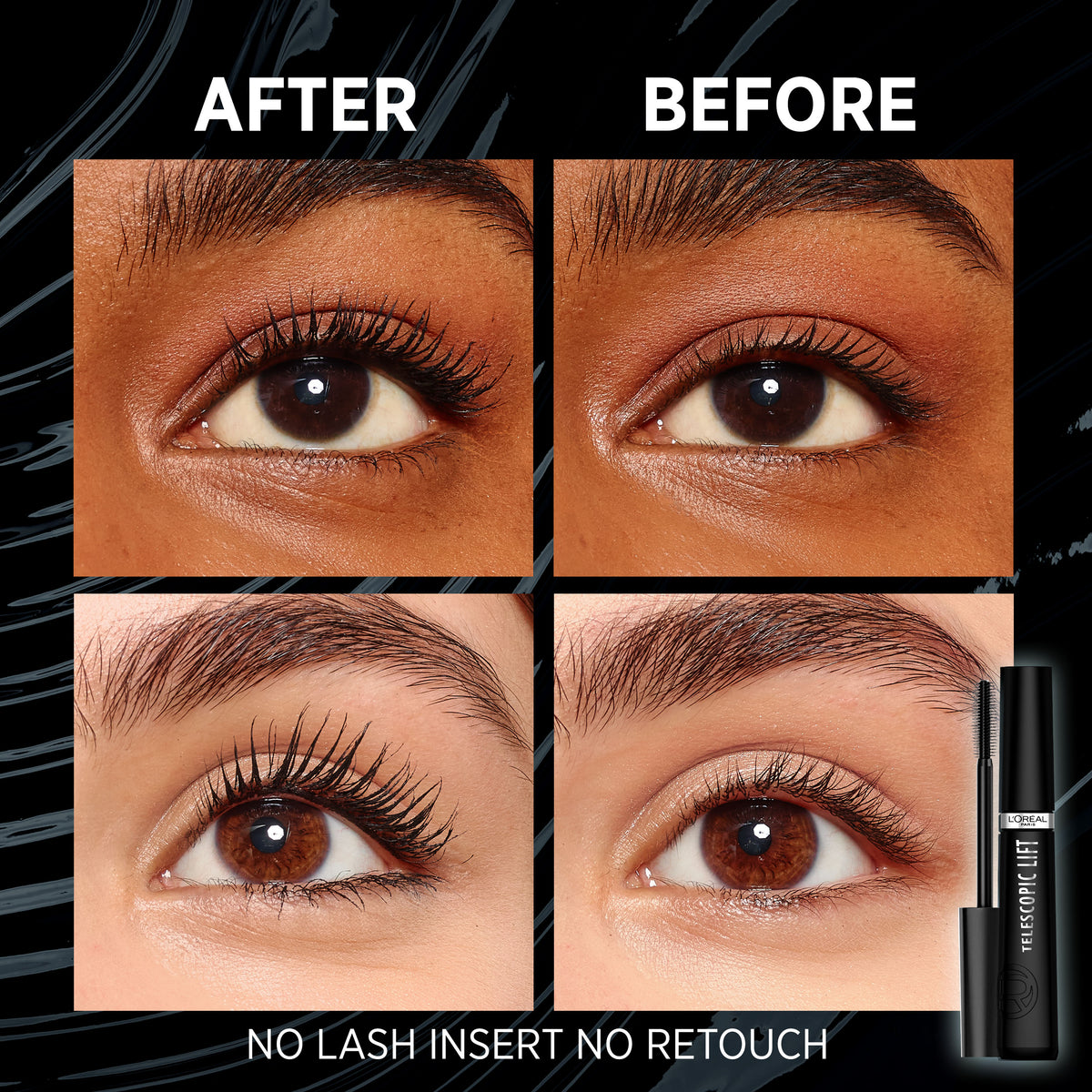 L’Oréal Paris Telescopic Extensionist Mascara for 24H Long-Lasting Curl, Volume, and Exceptional Lengthening Eyelashes with Eyelash-Extension Effect