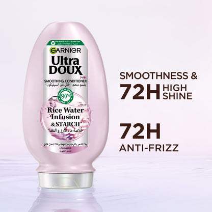 Garnier Ultra Doux Rice Water Infusion & Starch Conditioner, for Long Hair, Smooth and Shine