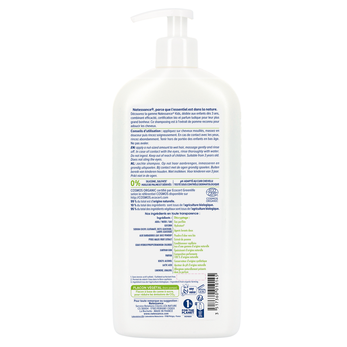 Kids Organic Gentle Shampoo Apple 500ml â€“ 1