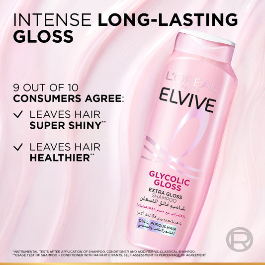 L’Oréal Paris, Elvive, Glycolic Gloss Shampoo, Glossing treatment, 3% [Gloss Complex] with Glycolic Acid, 400ml