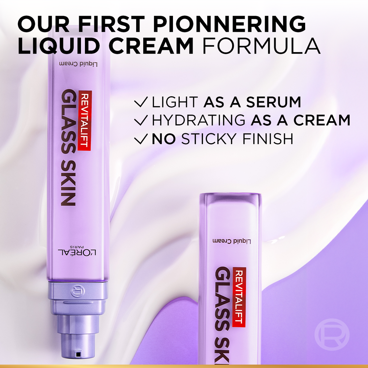 L’Oréal Paris Revitalift Glass Skin Liquid Cream: 1 drop for 100H Glowing Hydration. With Hyaluronic Acid & Vitamins B3+B5+C for Dewy, Plumped Glass Skin, 50ml.