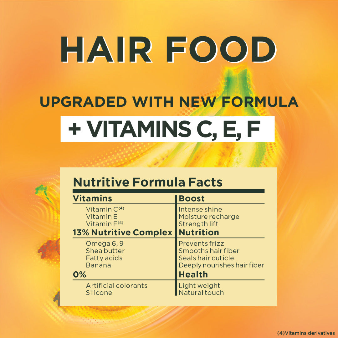 Garnier Ultra Doux Banana Vegan Hair Food 3in1 Mask for dry hair, Boosted with Vitamins C, E & F