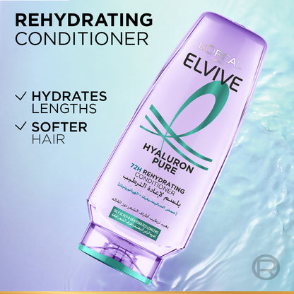 L’Oréal Paris Elvive Hyaluron Pure 72h Rehydrating Conditioner for Oily Scalp & Dehydrated Lengths
