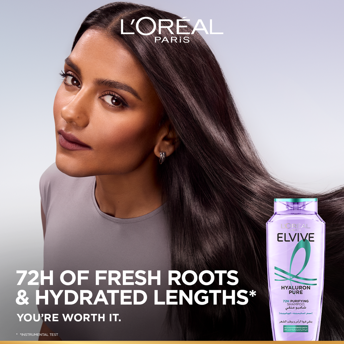 L’Oréal Paris Elvive Hyaluron Pure Purifying Shampoo for Oily Roots And Dehydrated Length 400 ML