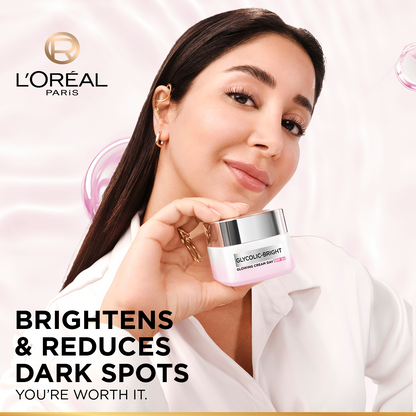 L’Oréal Paris, Glycolic-Bright Glowing Day Cream, for Dark Spots Reduction, Glow Boosting and Skin Tone Evenness, SPF 30, 50ml