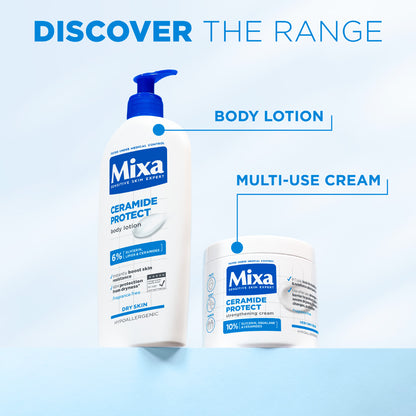 Mixa Ceramide Protect Moisturizing Cream Jar - For Dry, Very Dry and Sensitive Skin - With 10% Glycerin, Squalane and Ceramides - For Face, Hands & Body - 400 ml