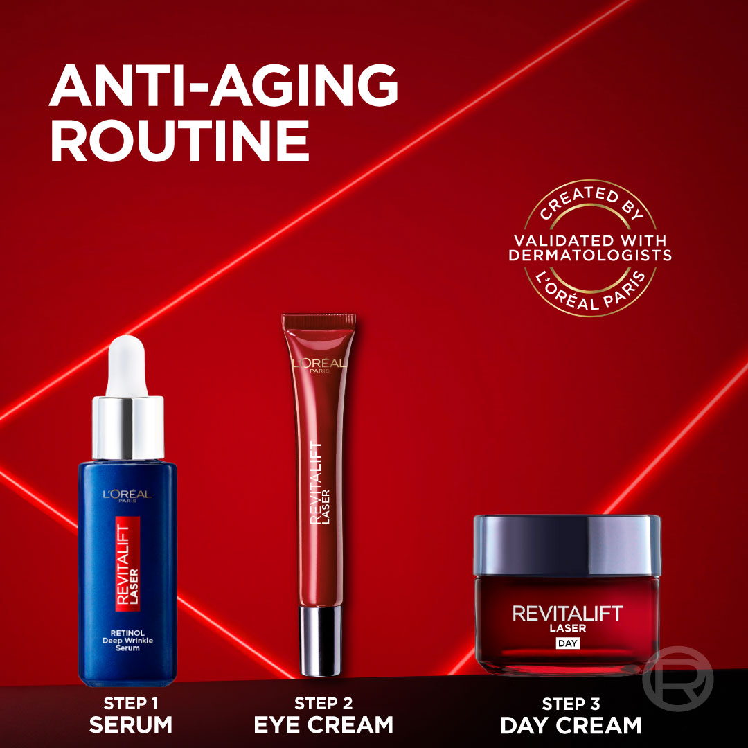 L’Oréal Paris, Revitalift Laser X3 Triple Action Anti-Aging Day Cream, to smooth Wrinkles, firm skin, and Brighten Complexion, SPF 25, 50ml