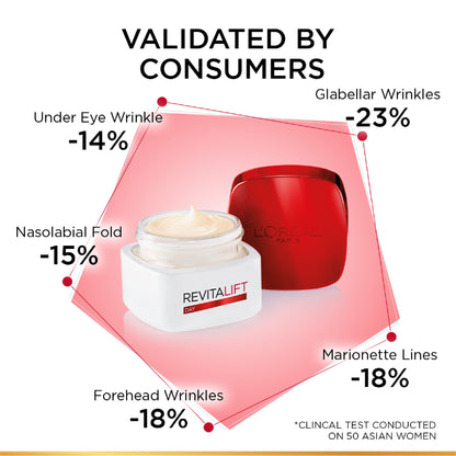 L’Oréal Paris, Revitalift Hydrating and Moisturizing Day Cream, for Wrinkles Reduction and  Skin Elasticity Improvement, Formulated with Pro-Retinol, 50ml