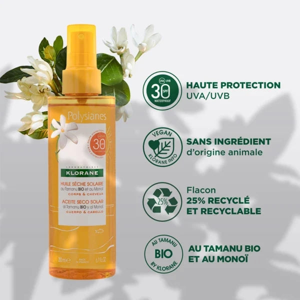Klorane Polysianes Dry Sun Oil for Body and Hair SPF30 – 2