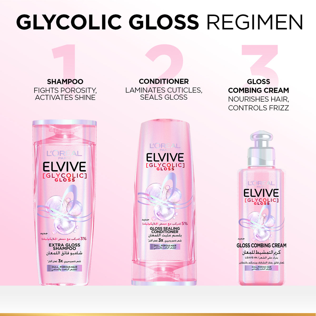 L'Oréal Paris, Elvive, Glycolic Gloss Leave-in, Hair Combing Cream, 2% [Gloss Complex] with glycolic acid, 200ml