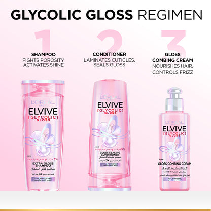 L'Oréal Paris, Elvive, Glycolic Gloss Leave-in, Hair Combing Cream, 2% [Gloss Complex] with glycolic acid, 200ml