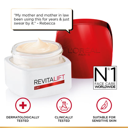 L’Oréal Paris, Revitalift Hydrating and Moisturizing Day Cream, for Wrinkles Reduction and  Skin Elasticity Improvement, Formulated with Pro-Retinol, 50ml
