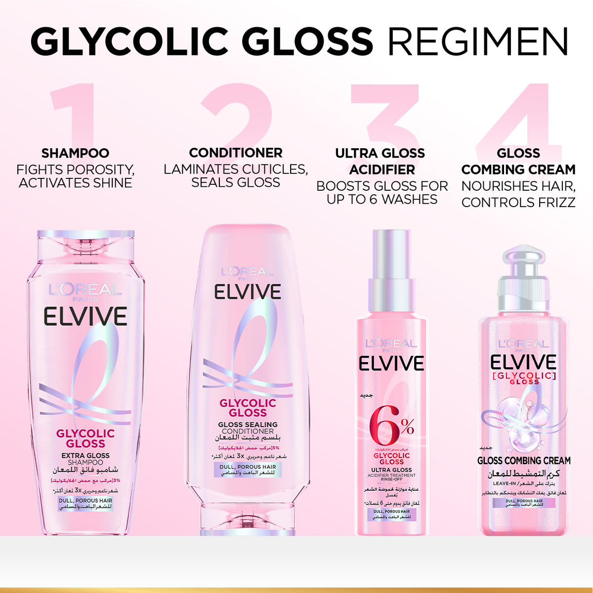 L’Oréal Paris, Elvive, Glycolic Gloss Conditioner, Glossing treatment, 5% [Gloss Complex] with Glycolic Acid, 200ml