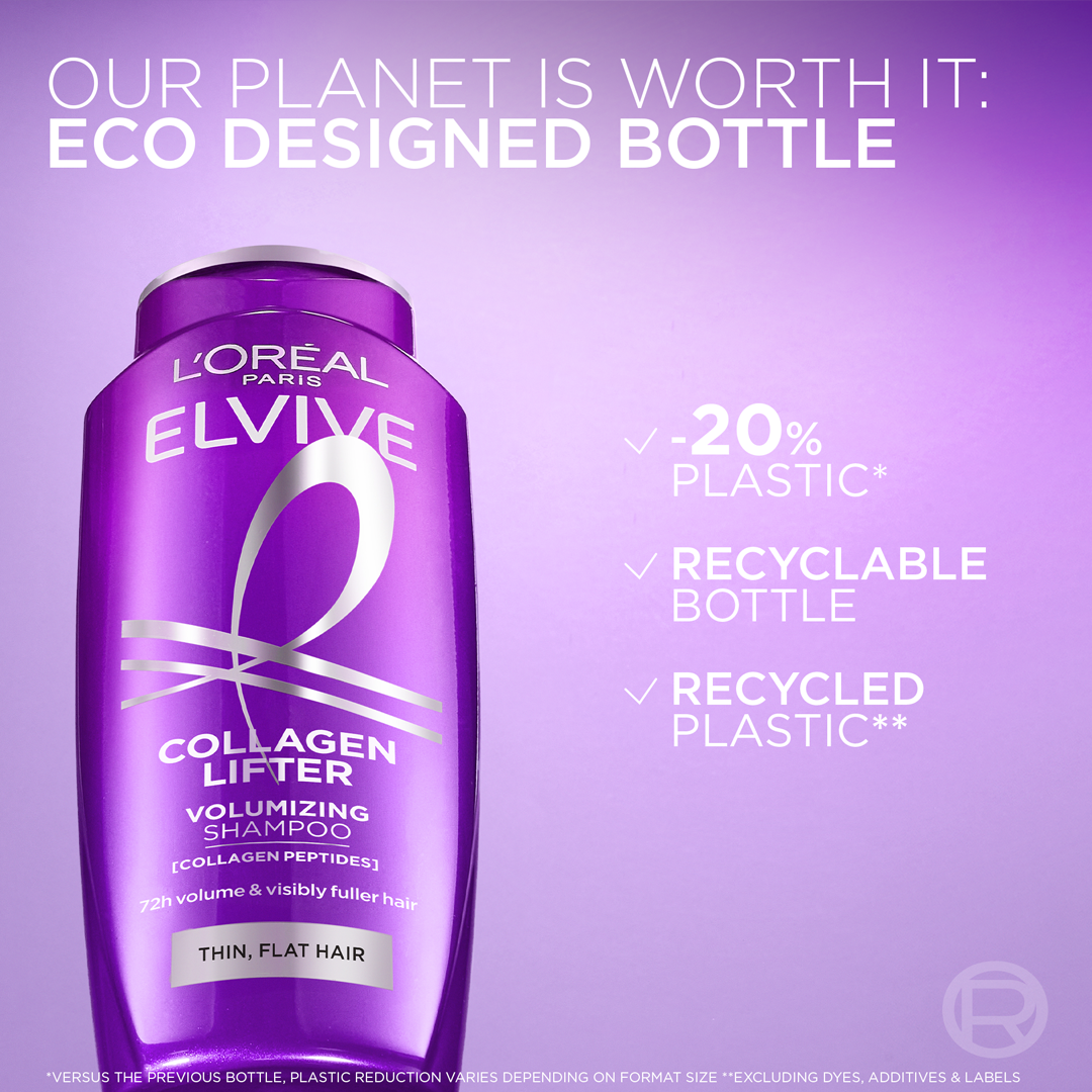 L'Oreal Paris Elvive Collagen Peptide Shampoo + Lifter 72h volume Clear formula