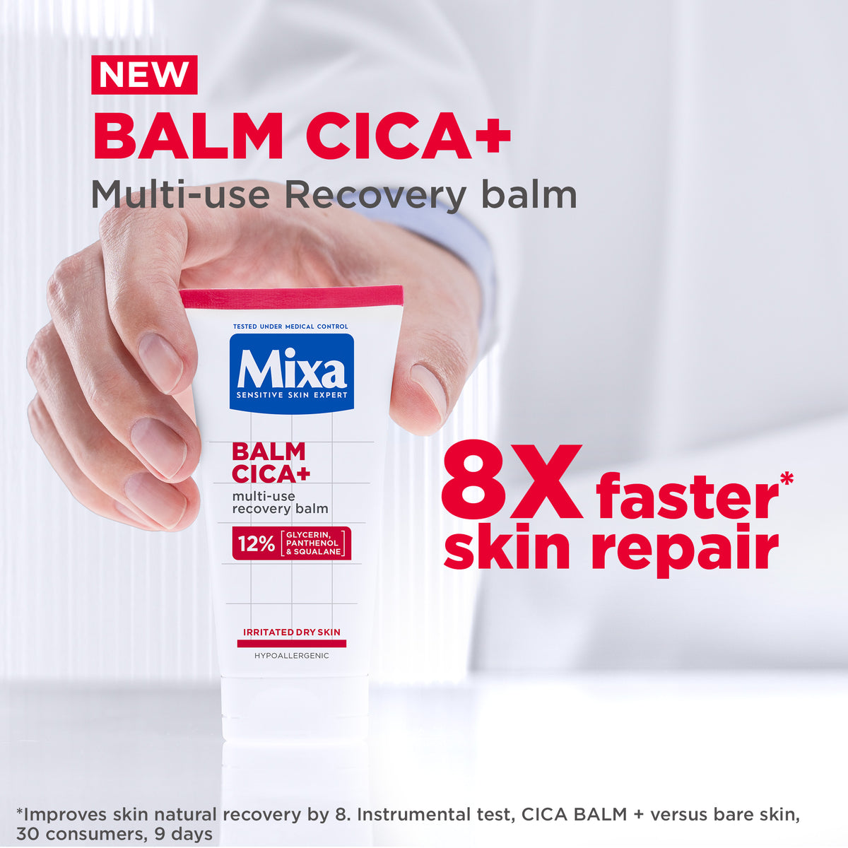 Mixa Cica Balm+ Multi-Purpose Repair Balm for Damaged & Irritated Skin 50ml – Fast Skin Recovery Care for Chapped, Burned & Sensitive Skin