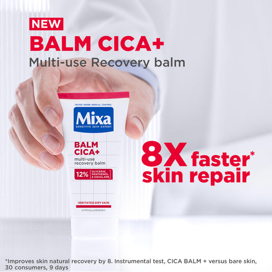 Mixa Cica Balm+ Multi-Purpose Repair Balm for Damaged & Irritated Skin 50ml – Fast Skin Recovery Care for Chapped, Burned & Sensitive Skin