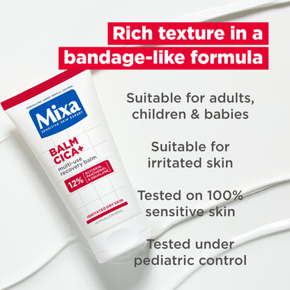 Mixa Cica Balm+ Multi-Purpose Repair Balm for Damaged & Irritated Skin 50ml – Fast Skin Recovery Care for Chapped, Burned & Sensitive Skin
