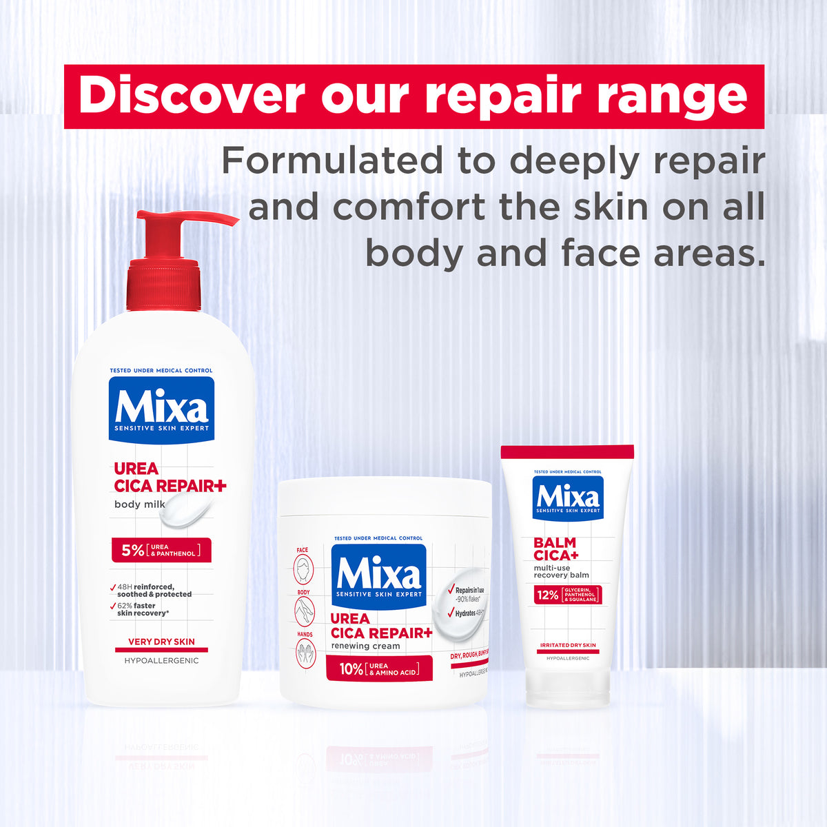 Mixa Cica Balm+ Multi-Purpose Repair Balm for Damaged & Irritated Skin 50ml – Fast Skin Recovery Care for Chapped, Burned & Sensitive Skin