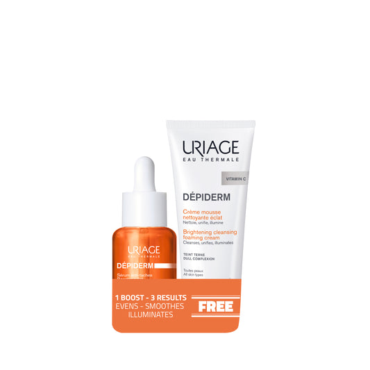 Uriage Dépiderm Anti-Dark Spot Brightening Booster Serum + Brightening Cleansing Foam FREE