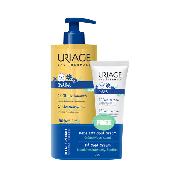Uriage Bébé 1st Cleansing Oil 500 ml + 1st Cold Cream 75 ml FREE