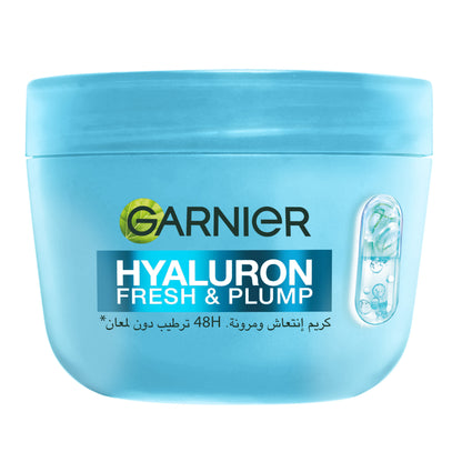 Garnier Hyaluron Fresh & Plump Cream - Hydration, 48H Oil Free - 4% [Hyaluronic Acid + Niacinamide] - Cruelty Free International & Vegan - 85ml