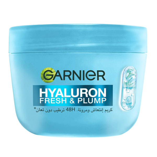 Garnier Hyaluron Fresh & Plump Cream - Hydration, 48H Oil Free - 4% [Hyaluronic Acid + Niacinamide] - Cruelty Free International & Vegan - 85ml